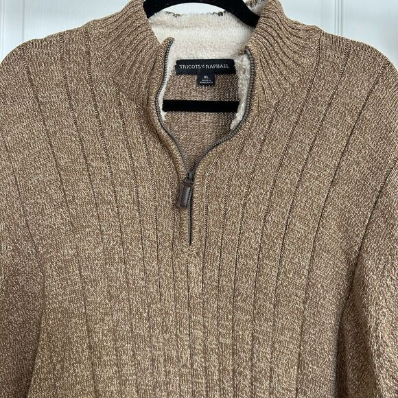 Tricots St Raphael Men’s Brown 1/4 Zip Pullover Sweater Shirt Size Extra Large - Picture 3 of 10